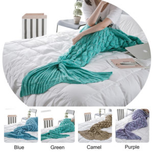 Honana WX-39 90x190cm Yarn Knitting Mermaid Tail Blanket Fish Scales Style Super Soft Sleep Bag Bed Mat