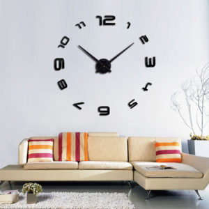 Large DIY 3D Wall Clock Home Decor Mirror Sticker Art Decorative Clock