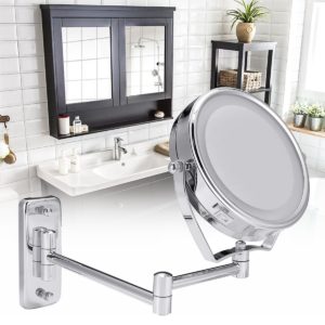 6" LED Lighted Wall Mount Bathroom Shaving Makeup Cosmetic Mirrors  7X Magnifying