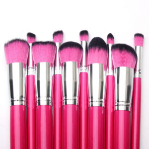 10pcs Rose Red Cosmetic Makeup Blush Powder Eye Shadow Foundation Brushes