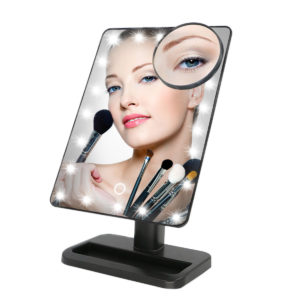 Makeup Mirrors,Charminer 20 LEDs Touch Screen Light Illuminated Cosmetic Desktop Vanity Mirror with Removable 10x Magnifying Spot Mirrors(Batteries Not Included)