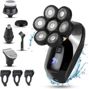 5 in 1 7D Cordless Electric Shaver IPX7 Waterproof Beard Razor Bald Head Shaver Nose Hair Trimmer