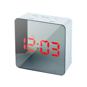 HC-29 USB Charging Digital Mirror Cube LED Night Mode Snooze Function Thermometer Alarm Clock