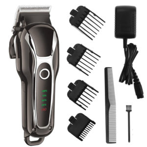 SURKER Barber Salon Electric Hair Clipper Rechargeable Trimmer Beard Body Shaver Grooming Razor LED Display Steel Blade Washable