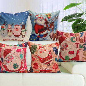 Christmas Santa Cotton Linen Pillow Case Cushion Cover Xmas Home Sofa Bed Decor
