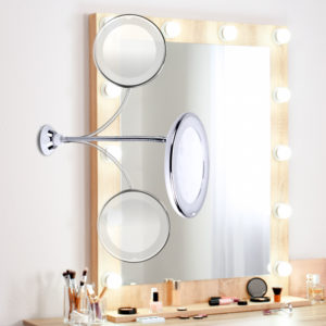 LED Mirror Makeup Mirror 10X Magnifying Vanity Mirror Adjustable 360-Degree Rotating Flexible Sucker espelho Shaving Mirror