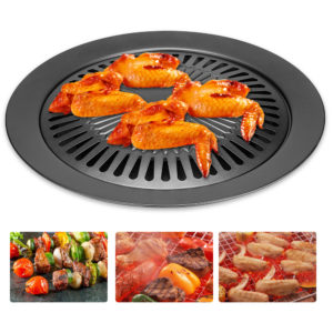 Smokeless Stovetop BBQ Grill Pan Stainless steel Card Type Non-stick Cooking Pan Round Shape Ceramic