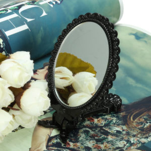 Vikbar mini -makeup -spegel Kosmetisk svart fickflicka
