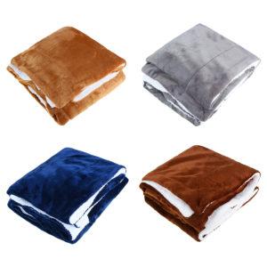 4 Colors Flannel Sherpa Throws Fleece Blankets Sofa Bedding Office Sleep Large Double King Soft Warm