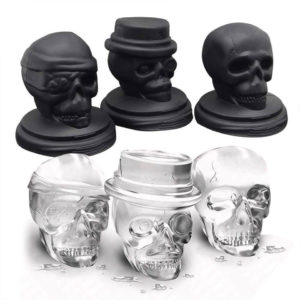3D Skull Ice Cube Tray Halloween Ice Mold Cocktiail Silicone Ice-cream Mold Maker Set Of 3