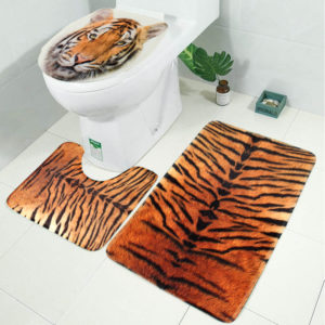 3PCS Toilet Rug Contour Carpet Non Slip Floor Mat Lid Toilet Cover Sets For Bathroom Kitchen