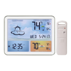 Desktop Digital Alarm Clock Weather Station Full Color Temperature Humidity Detection Electronic Weather Clock LCD Color Display Weather Forecast Clock