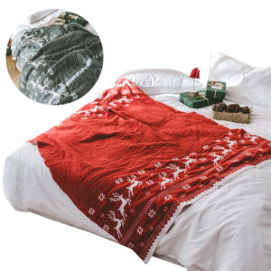 Christmas Elk Snowflake Knitted Blankets Throw Rug Sleeping Rug Bed Sofa Throws