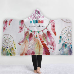Bohemia Style Blankets Dream Catcher Watercolor Painting Hooded Blankets Warm Coral Fleece