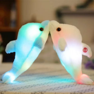 32cm Luminous Plush Dolphin Doll Glowing LED Light Animal Toys Soft Colorful Doll Pillow