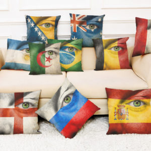 Honana BX The 2018 World Cup Cotton Linen Cushion Pillow Case Eye National Flag Pillow Cover
