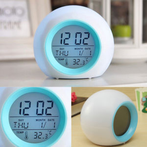 Digital LED 7 Color Changing Alarm Clock Thermometer Nature Sound