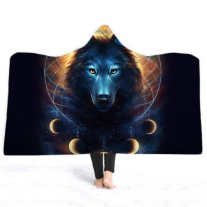 3D Wolf Hooded Blankets Short Plush Throw Cloak Soft Warm Bed Sheets Cover Maps