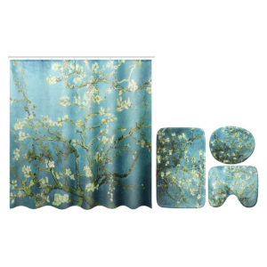 Flower Waterproof Shower Curtain Waterproof Polyester Fabric Bathroom Curtains for 12 Hooks
