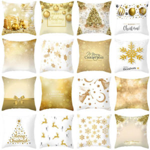 45x45cm Christmas Cushion Cover Golden Christmas Tree Snow Elf Cushion Covers Festival Decorative Pillowcase Pillow Covers