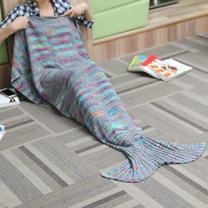 180X90CM 2 Color Yarn Knitting Mermaid Tail Blanket Air Conditioning Blanket Bed Mat Sleep Bag