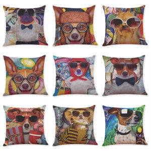 Honana BX 45x45cm Animal Print Dog Luxury Cushion Graffi Style Throw Pillow Case Pillow Covers