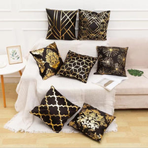 45 x 45cm Christmas Pillow Case Black And White Golden Painted Pillowcase Decorative Christmas Cushion Cover for Sofa Case Pillows