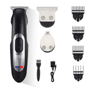 Liaboe Men Professional Hair Clipper LCD Cordless Rechargeable Hair Trimmer Sideburns Trimmer Haircut Machine W/ 4 Limit Combs