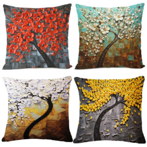 Cushion Case Tree Flower Pillow Case Cotton Linen Cushion Cover Gift Home Decor