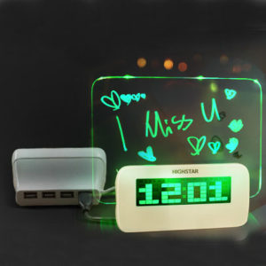 HIGHSTAR Model B Fluorescent Message Board Alarm Clock Memo Calendar Thermometer Light
