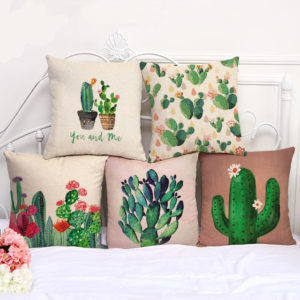 Honana 45x45cm Cactus 5 Optional Patterns Cotton Linen Sofa Pillow Case Cushion Cover