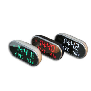 Digital USB Alarm Clock Portable Mirror HD LED Clock with Time Humidity Temperature Display Function