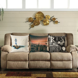 Honana 45x45cm Pillow Case Home Decoration Ocean Sea and Letters 3 Optional Patterns Cotton Linen