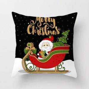 Polyester Black Decor Throw Pillow Case Single-sided Printing Cartoon Christmas Gift Snowman Santa Claus Deer Cushion Cover