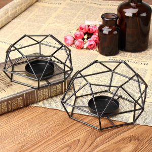 Metal Wire Candlestick Tea Light Candle Holder Tabletop Decor Industrial Lantern