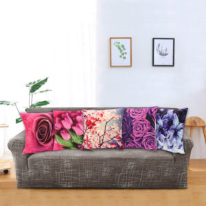 Colorful 3D Flower Series Short Plush Throw Pillow Case Home Sofa Car Cushion Cover